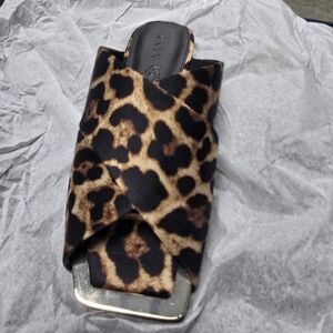 KATY‎ PERRY Checked In Slide Leopard Print Satin